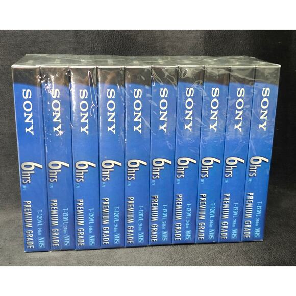 Sony T-120 Blank VHS Video Tape 6 Hour Premium Grade New Factory Sealed 10 Pack - Picture 2 of 7